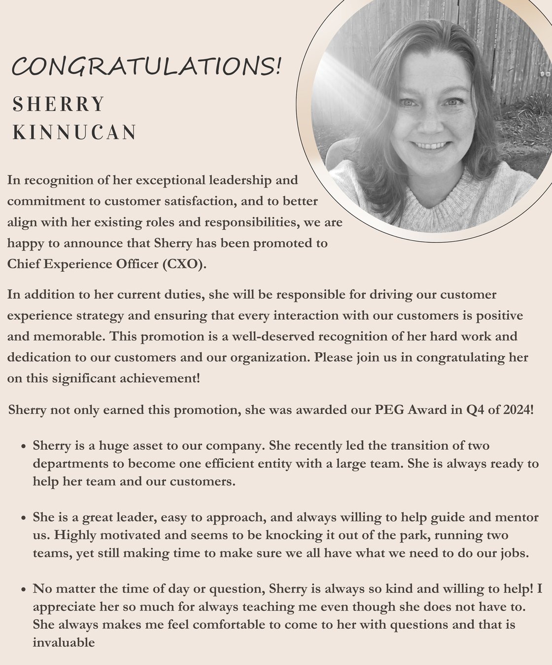 Sherry Kinnucan Promotion Highlight Feb 2025 Newsletter